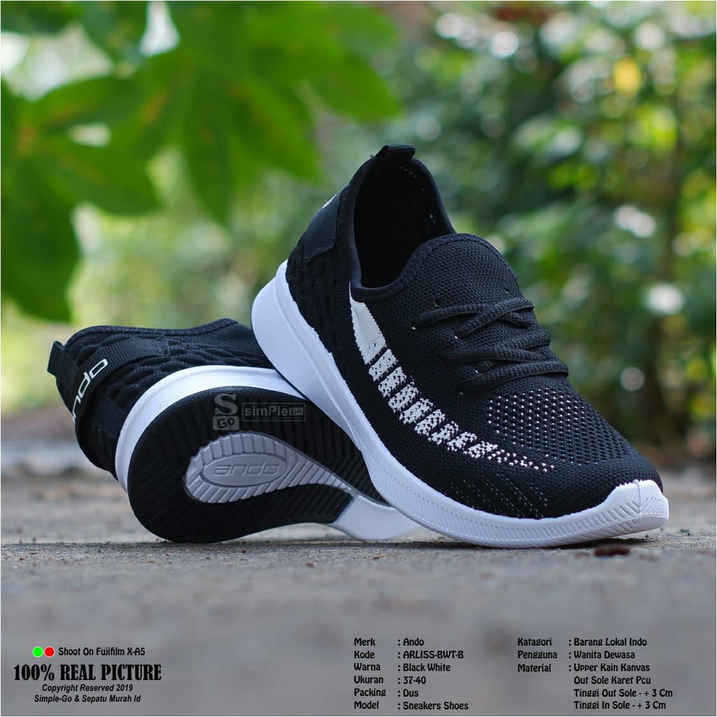 SEPATU SNEAKERS BERTALI WANITA DEWASA TERBARU ANDO ARLISS 37-40