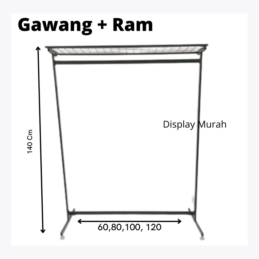Gawang Baju + Ram Gantungan Stand Rak Baju Display Pajangan Baju Hanger Besi - BH