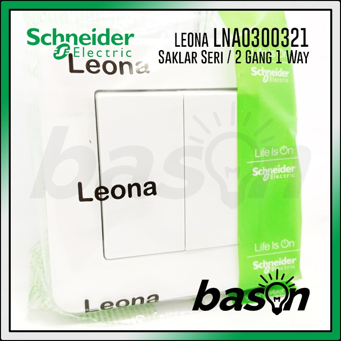 SCHNEIDER Leona 2 Gang 1 Way Switch - Saklar Double / Seri 1 Arah - LNA0300321