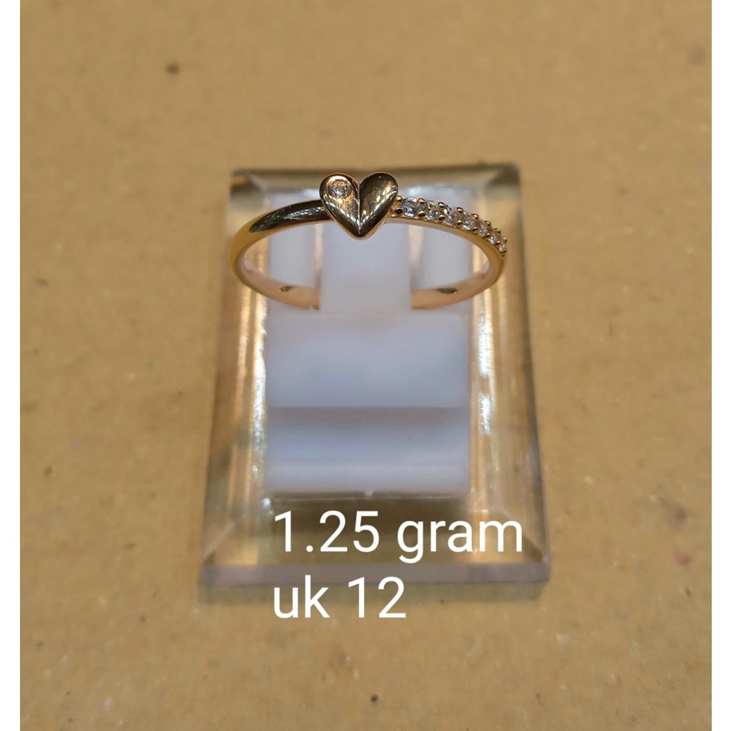 Cincin Emas Mata Love Heart Kadar 70% 1.25 Gram Size 12