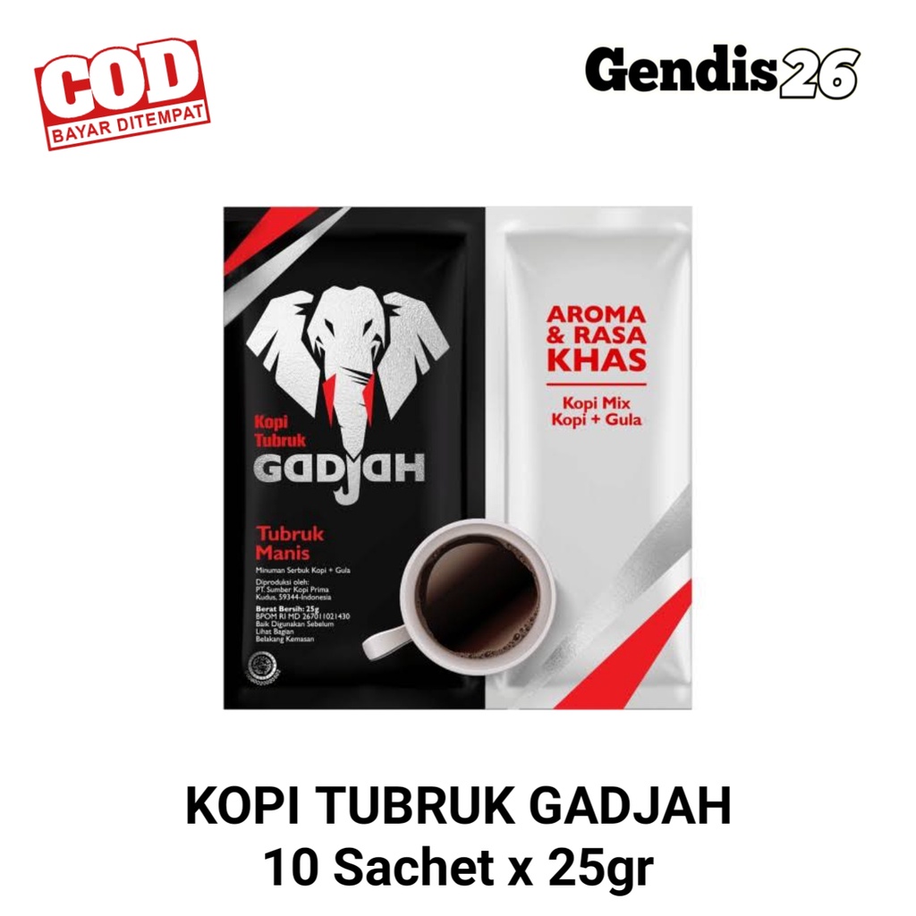 

KOPI TUBRUK GADJAH KOPI + GULA 1 RENCENG 10 SACHET x 25gr