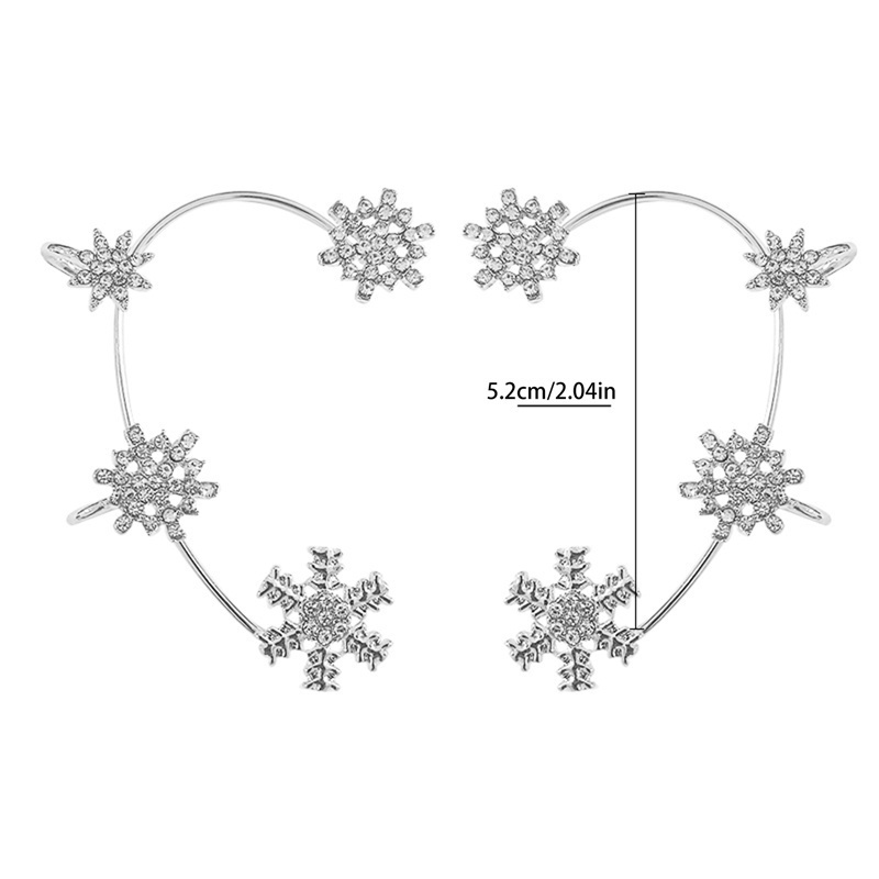 Fancyqube 1pc Anting Klip Desain Snowflake Aksen Kristal Warna Emas Silver Untuk Wanita