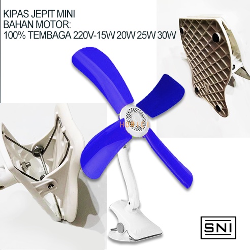 MURAH 15W 20W 25W 30W Mini Fan KIPAS JEPIT MINI/ KIPAS JEPIT DINDING MEJA 4 BALING-BALING Bahan