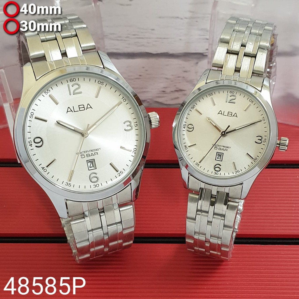 JAM TANGAN COUPLE MURAH ALBA TANGGAL AKTIF