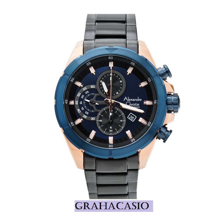 Jam tangan pria Alexandre Christie AC 6508 black blue