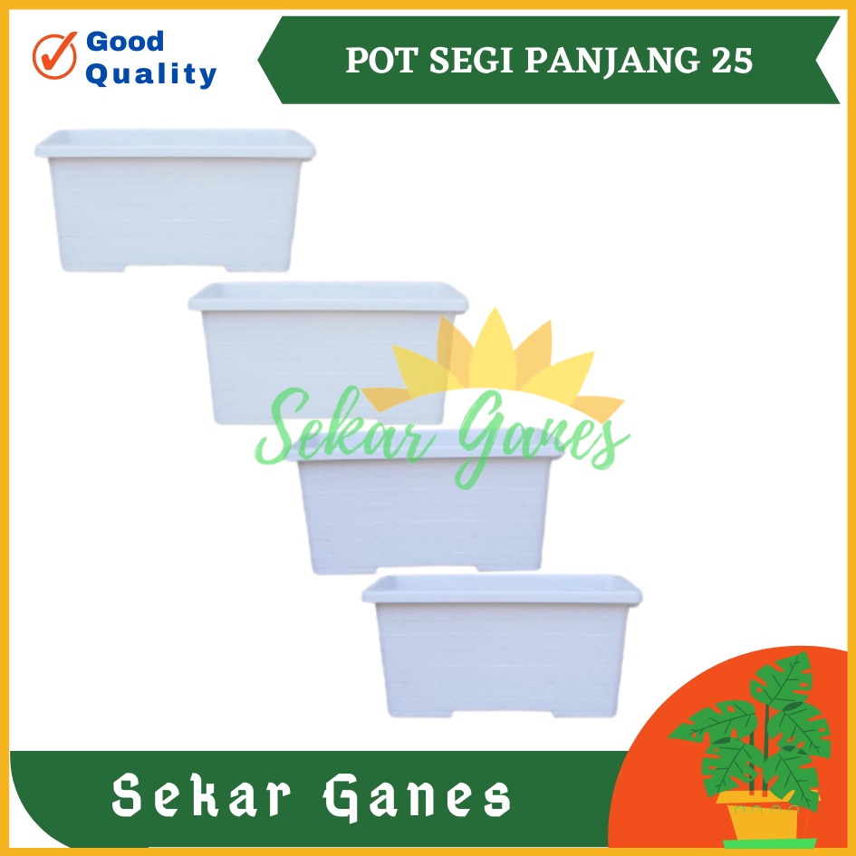 Paket 3 pcs Pot Segi Panjang Tani 25 Cm Hitam Putih Motif Bata Pot Panjang Plastik Murah Murah