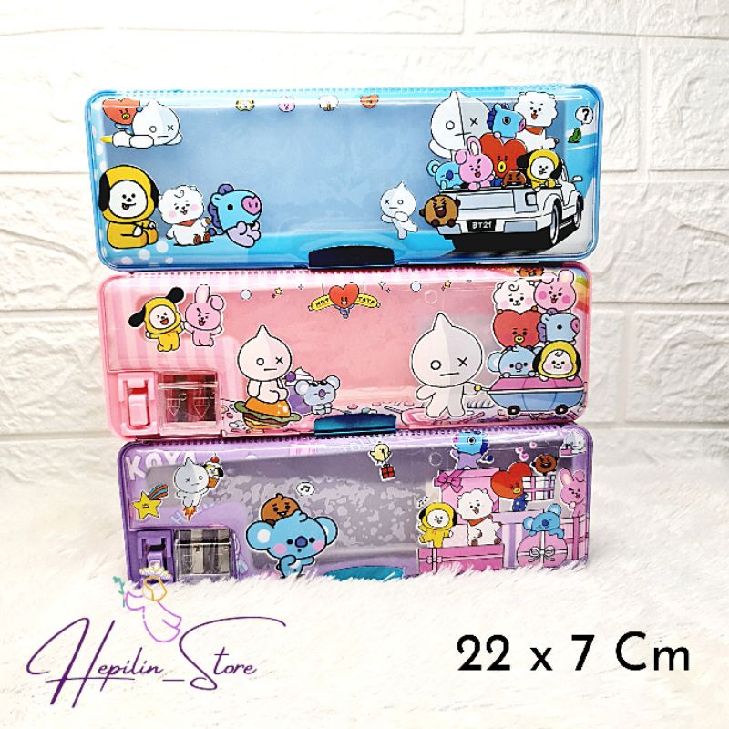 Pensil Case Magnet TC-1056 BT21 , Doraemon , Spiderman dll / Tempat Pensil Karakter Include Rautan D