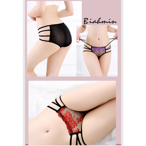 Celana Dalam Wanita Sexy Transparan Tali G String Bunga-bunga Thong 3C136