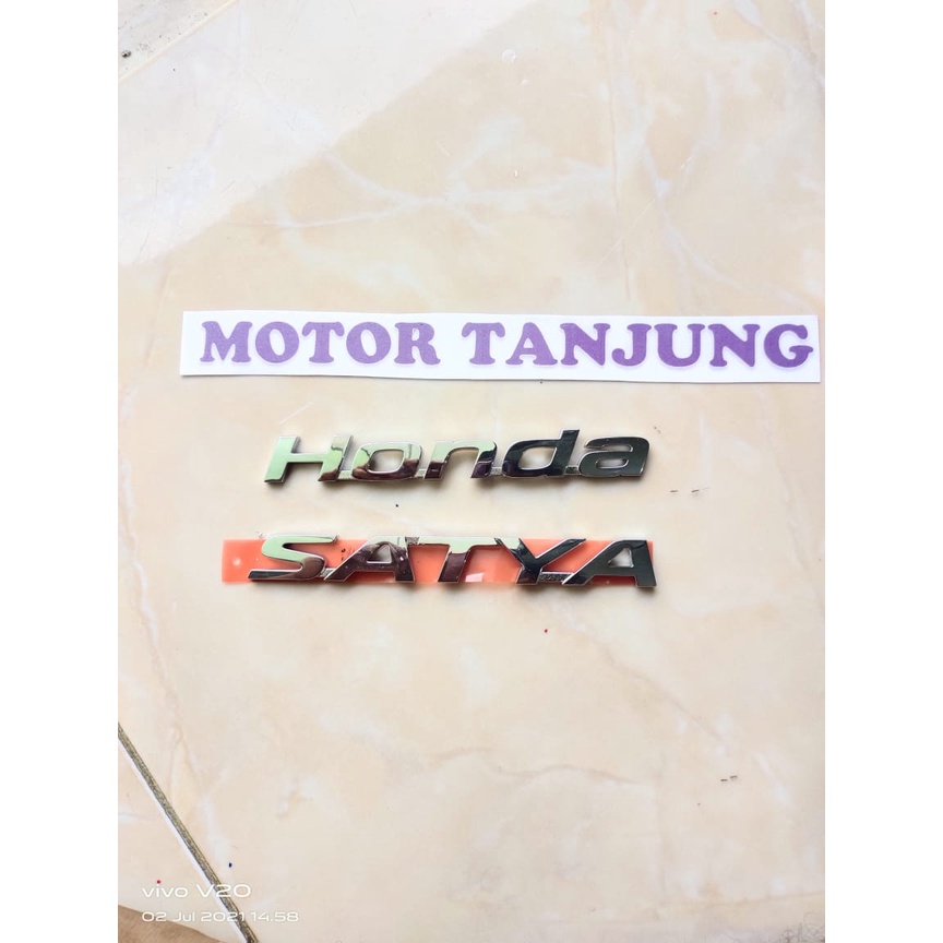 emblem tulisan honda satya chorm original