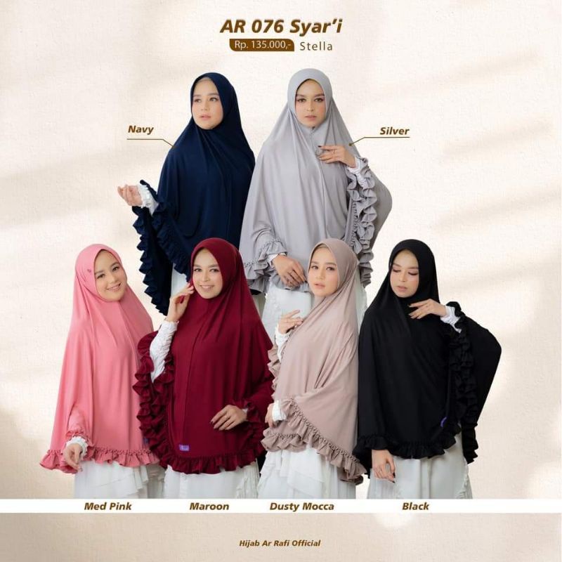 Hijab Jilbab Kerudung Bergo Jumbo Syar'i Terbest Terlaris Terbaru 2021 Arrafi Ori AR-076 New Syar'i