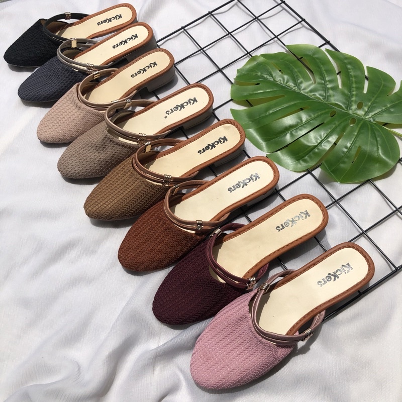 sepatu rajut SLOP MULES GEMPI 2 cewek sendal termurah model baru terlaris andal Wanita Hels Wanita Sandal Slop Sendal Selop Rajut Import Hak 3cm Slip on Wanita Sendal Wanita slop mules terlaris