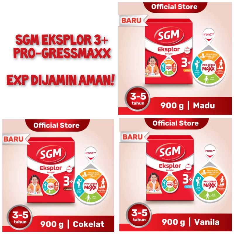 SGM Eksplor 3+ Pro-GressMaxx Rasa Madu / Vanila / Cokelat 900gr