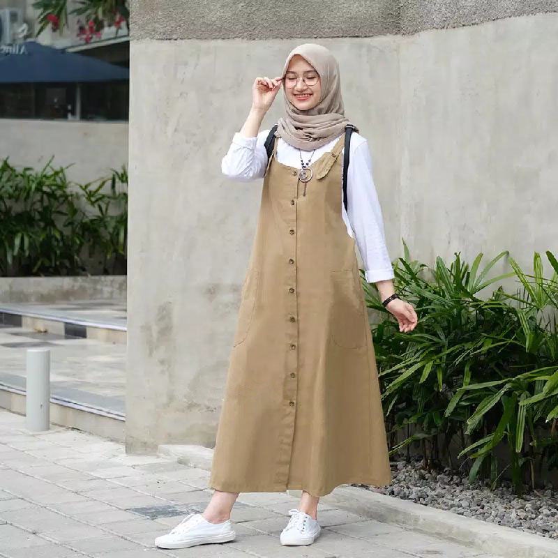 Maggie overall Rok panjang wanita Rok panjnag fashion muslim Overall panjang wanita Dress wanita casual Overall wanita jumbo