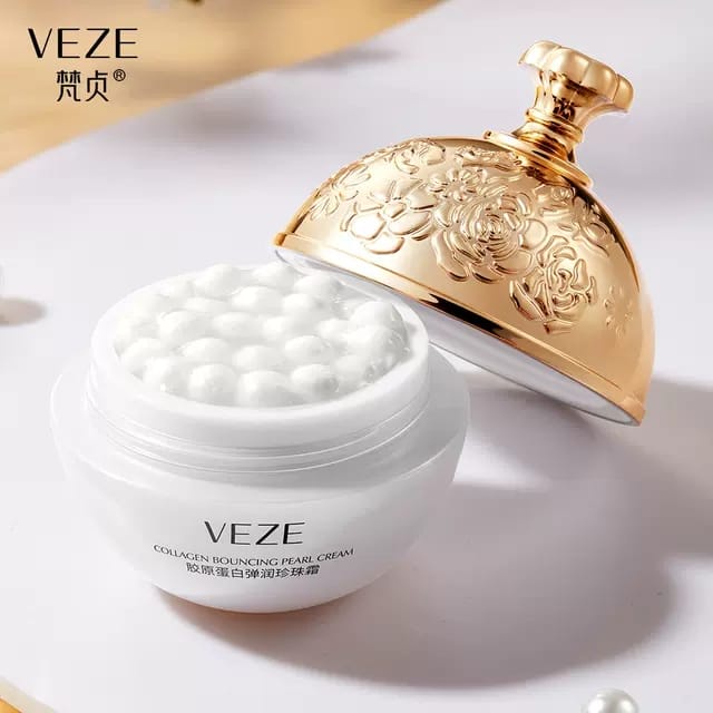 Veze Collagen Bouncy Pearl Cream Whitening Moisturizing Anti-Aging Pearl Krim Wajah