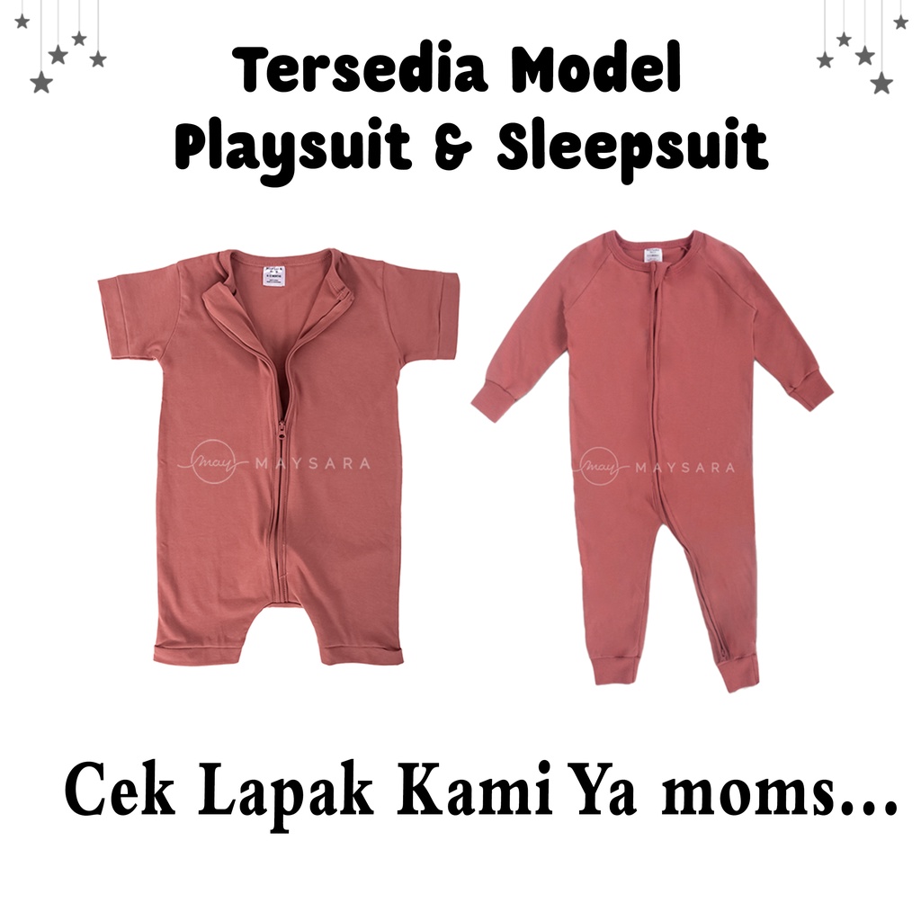 Sleepsuit Double Zipper Lengan Panjang Tidur Bayi Laki-laki dan Perempuan