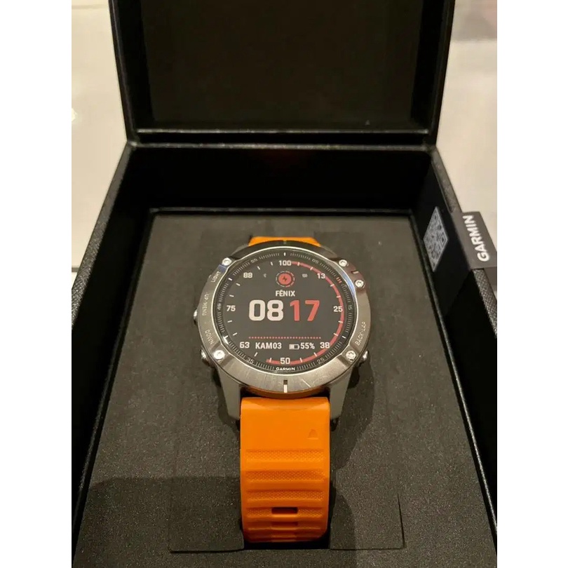 Garmin Fenix 6 Titanium with Ember Orange Band Original Garansi Resmi TAM 2 Tahun