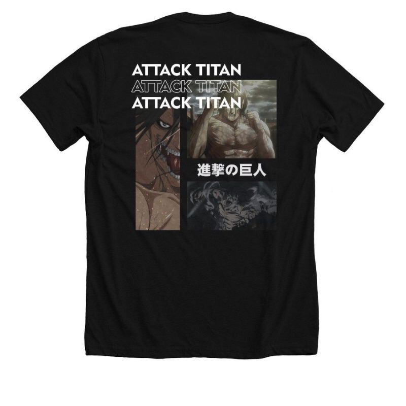 KAOS ANIME ATTACK ON TITAN “TITAN EREN” | T-SHIRT ATTACK ON TITAN HITAM | BAJU AOT ANIME HITAM