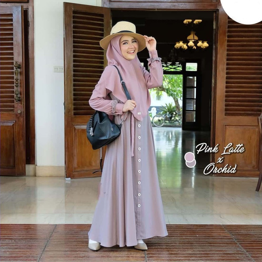 FMOS Mecca Gamis Syari Size S M L XL Fashion Muslim Gamis Terbaru 2021-4