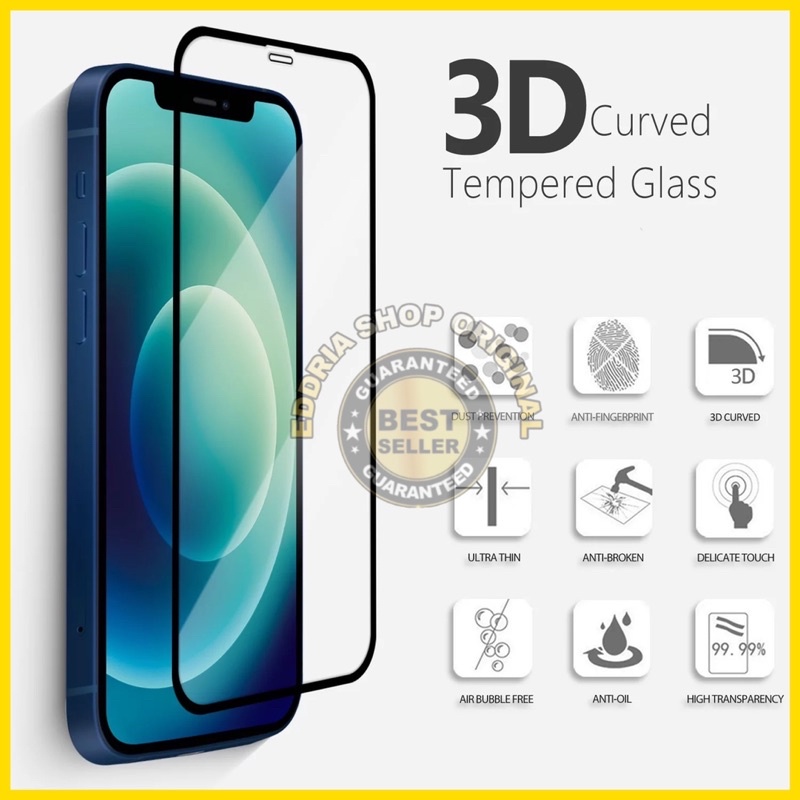 TEMPERED / TEMPEL GLAS ANTI GORES IP 12 / 12 PRO FULLSET BLACK