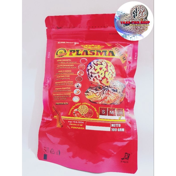 100gr Pelet Ikan Louhan Plasma Platinum makanan ikan koi, channa, koki, louhan Uk L/XL
