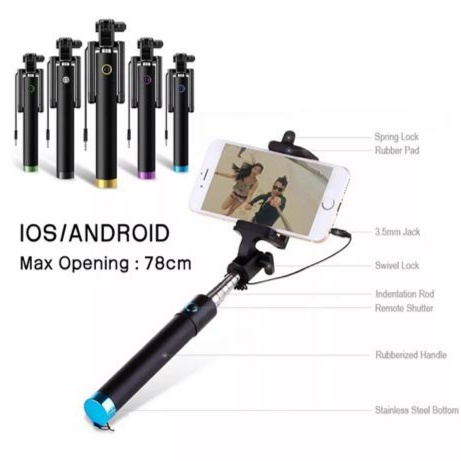 Tripod Bluetooth Tripod 4in1 Selfie Stick Remote Tongsis Action Cam Black