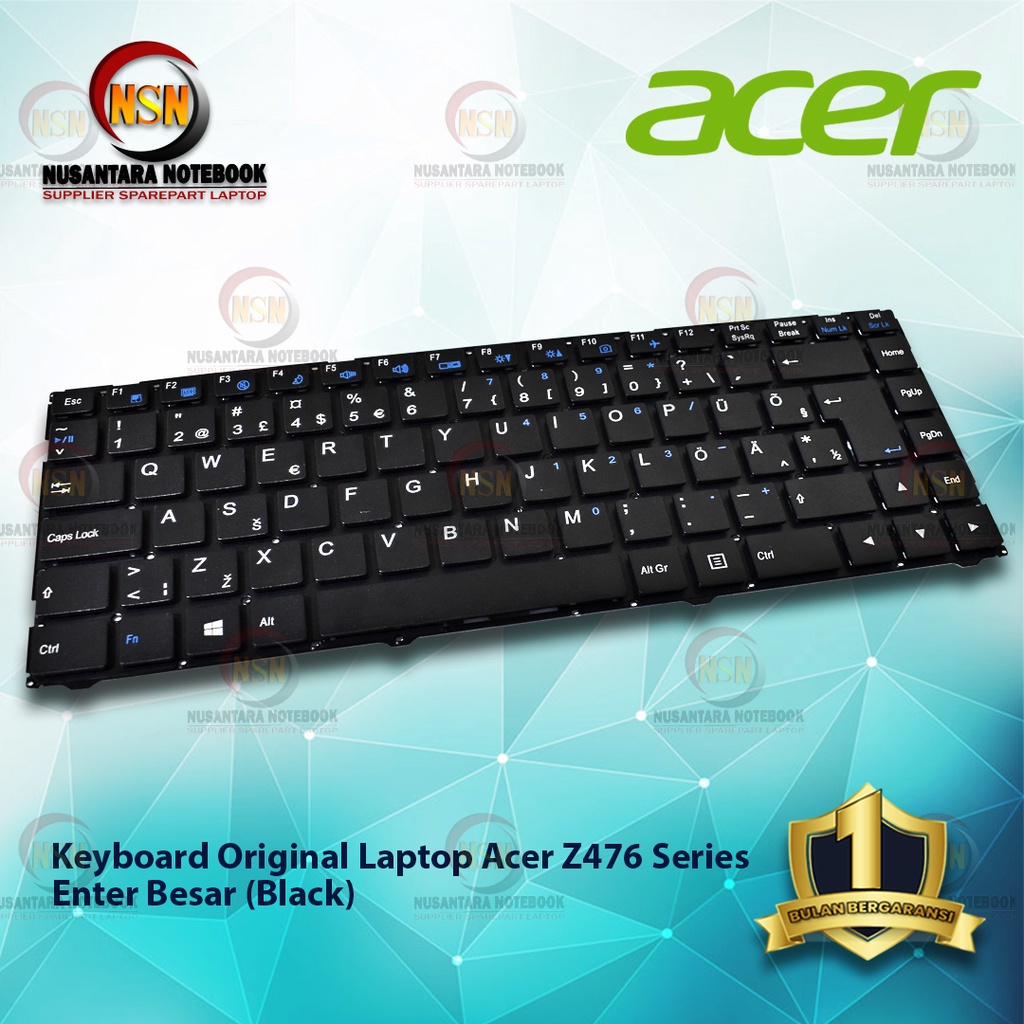 Keyboard Original Laptop Acer Z476 Series Enter Besar (Black)