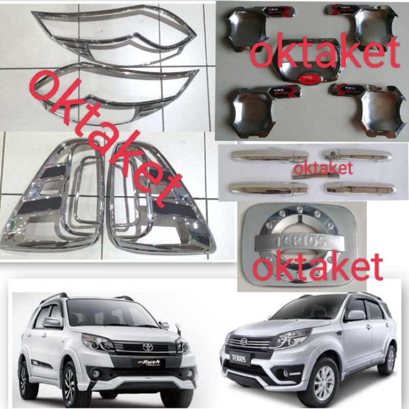 paket lengkap Rush Terios 2015 2016 2017 Garnish depan belakang outer handle tank cover Trd Sportivo chrome