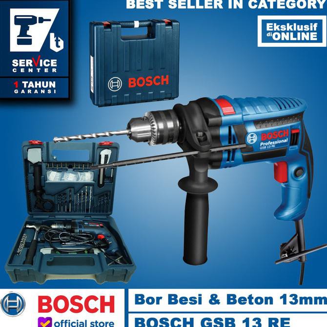 -READY- BOSCH BOR BETON GSB 13 RE 13 MM IMPACT DRILL SET BOX PERKAKAS 650 WATT