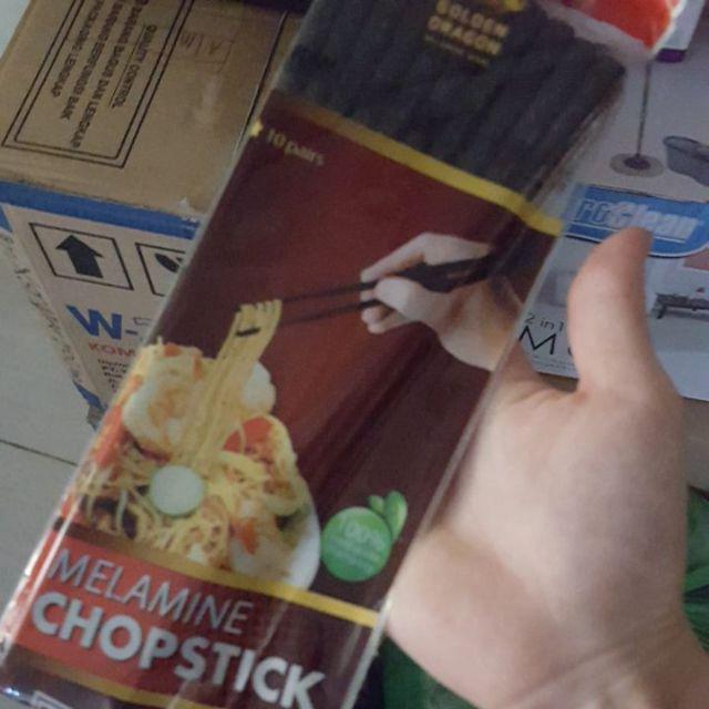 10 Pasang Sumpit 22 Cm Melamin Golden Dragon Kz004