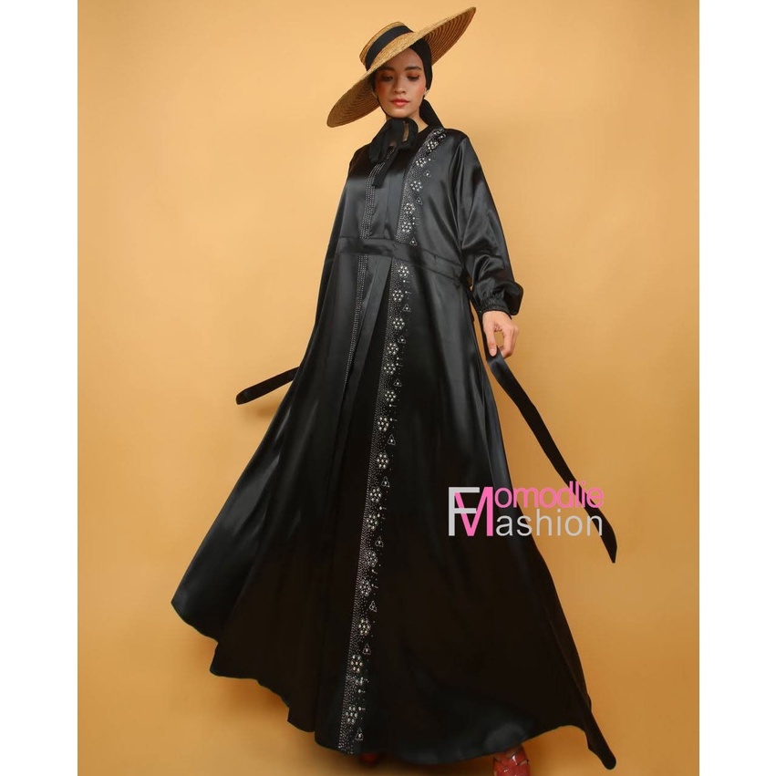 molly Dress Gamis Pesta Satin Mewah Simple, Fashion Wanita Muslimah Dress Trendy, Gamis Satin Dress 