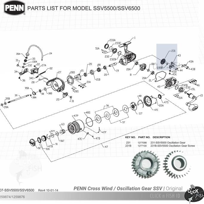 Sale Penn Cross Wind / Oscillation Gear Ssv - Original Part - Ssv4500 1276987 Promo