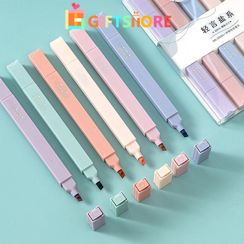 

6 Pcs/Set Stabilo Highlighter Pastel Marker Morandi Berwarna Neon Pena Kepala Ganda Pena Stabilo Seni Spidol Siswa Spidol Anak Alat Tulis-GI