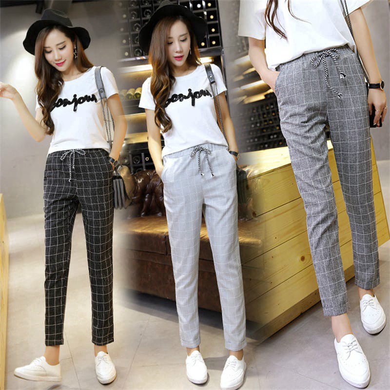 Celana Doty Motif Kotak Kotak / Luna Kotak Pants