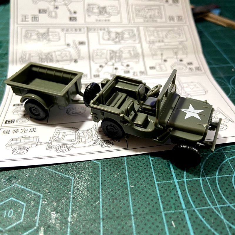 Wwii Willis Jeep Model Off road 4D 1 / 72 Serbaguna Dengan Trailer Sand Table