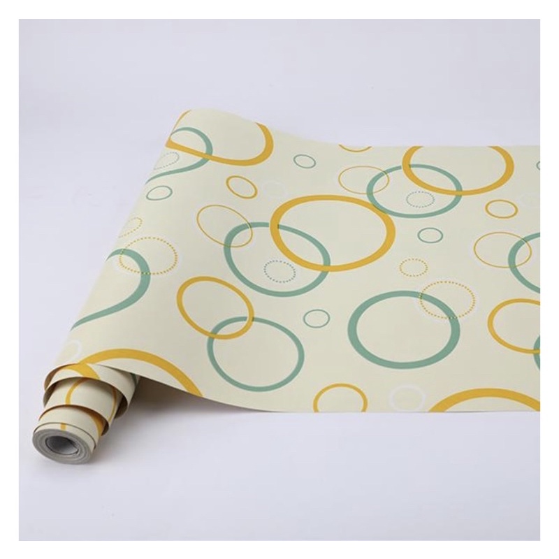 Wallpaper Sticker Dinding Lingkaran Bulat Hijau Tosca Kuning