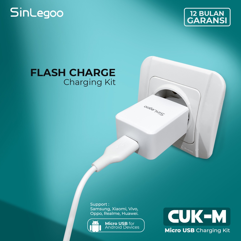 KHANZAACC SINLEGOO CUK-M Wall Charger Plus Kabel Data 2.4A Micro USB Single Port