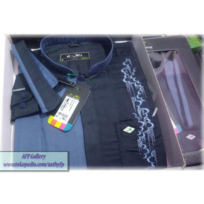 Baju Koko Al-Mia Mt Platinum L.Panjang, Biru-Navy - Size S, M, & L