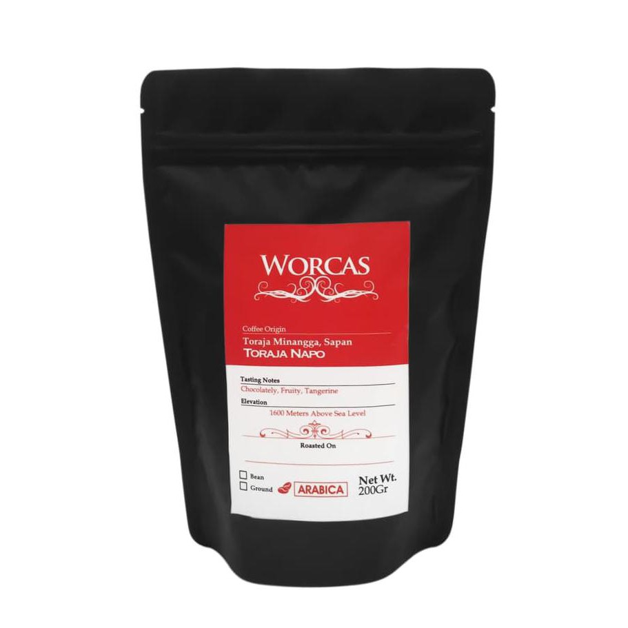 

Kopi Arabica Toraja Napo 200 Gram (Biji/Bubuk) | Worcas Coffee - KOPI BIJI