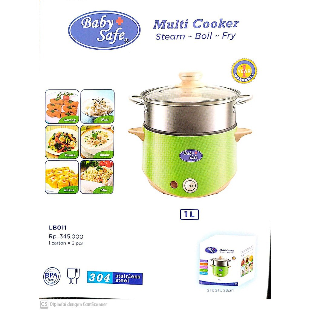 Baby Safe Multi Cooker LB011 / Slow Cooker Steam Boil Fry Pengolah MPASI Bayi