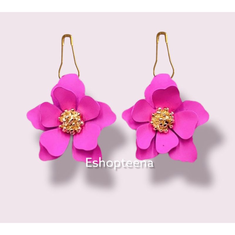 A40 anting hijab bunga kelopak ganda gold_anting jilbab