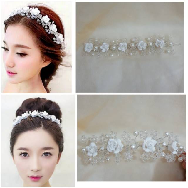 headpiece wedding pengantin aksesoris tiara bridal fashion hijab hairpiece flower crown HPC596