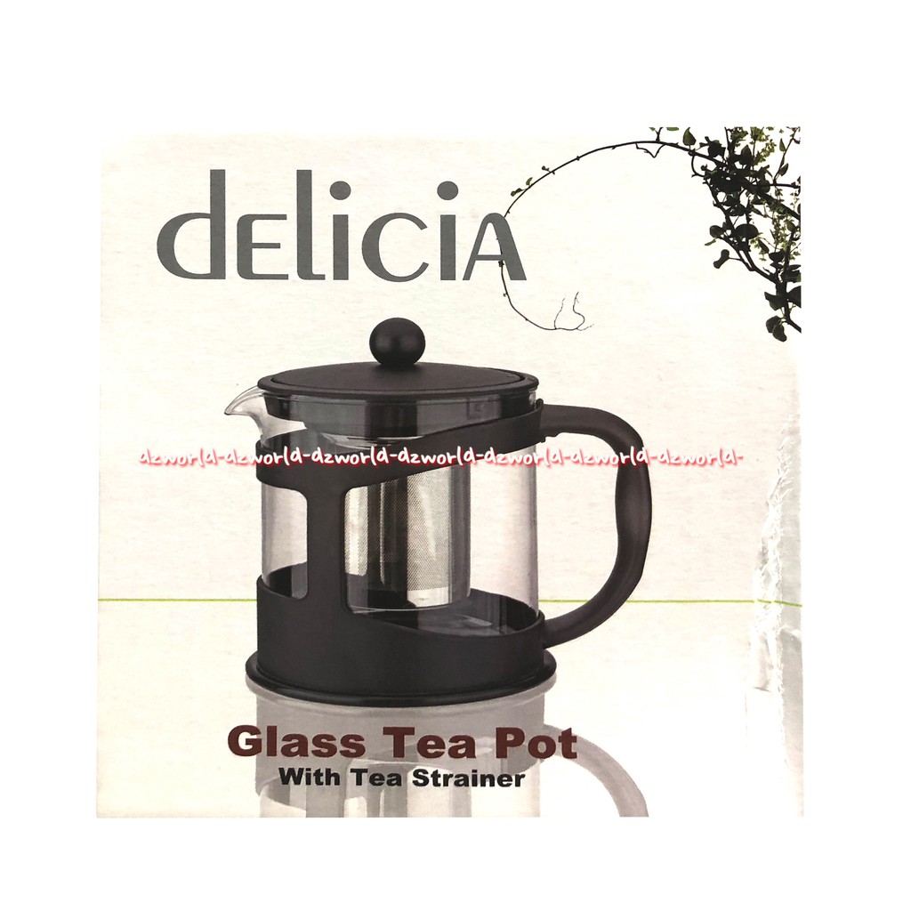 Delicia Glass Tea Pot 1L With Tea Strainer Teko Teh Dengan Penyaring Delicia Teapot Cerek Teh Kaca 1 Liter 1 Ltr