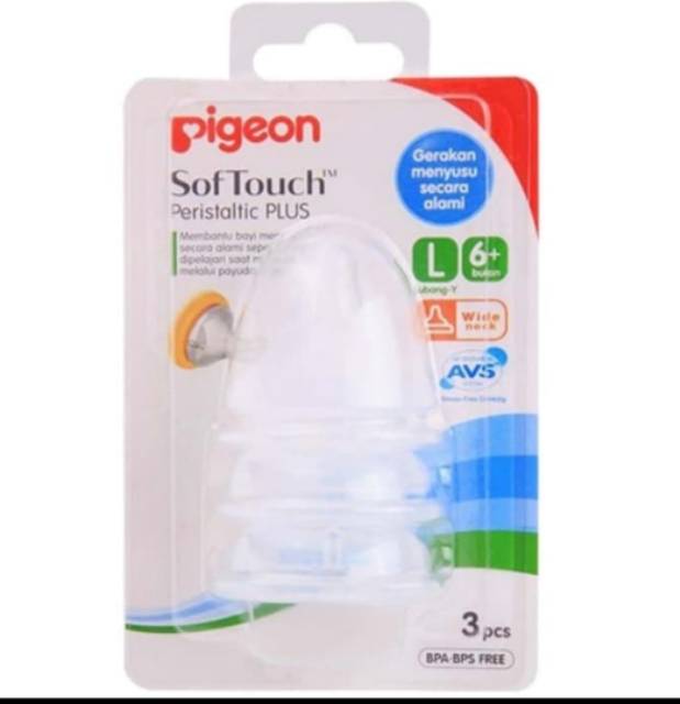 Pigeon Dot Nipple Peristaltic Plus isi 3 Pcs – Soft Touch untuk Botol Wide Neck