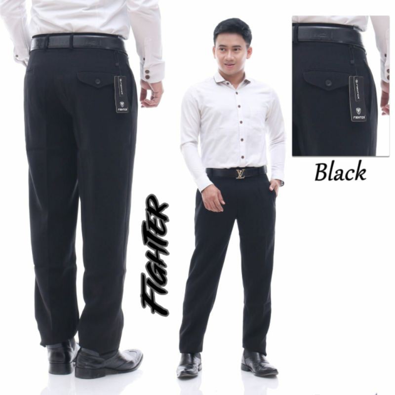 Celana Formal Pria Kerja Reguler Standar Kantor Bahan Kain Teflon Size 27-40 Murah Adem Nyaman