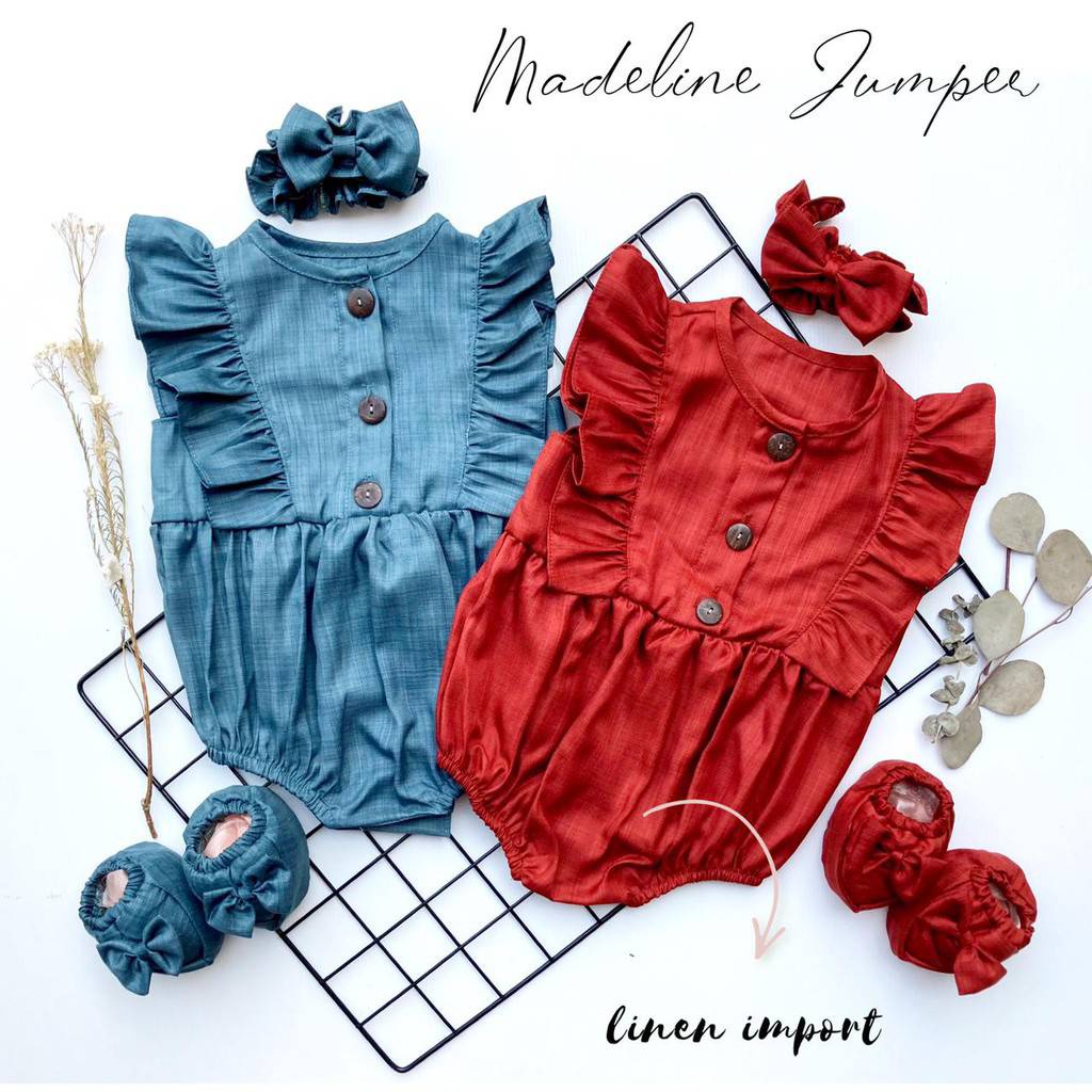 Setelan jumper madeline bandana sepatu lucu motif bunga cantik fashion anak bayi cewek