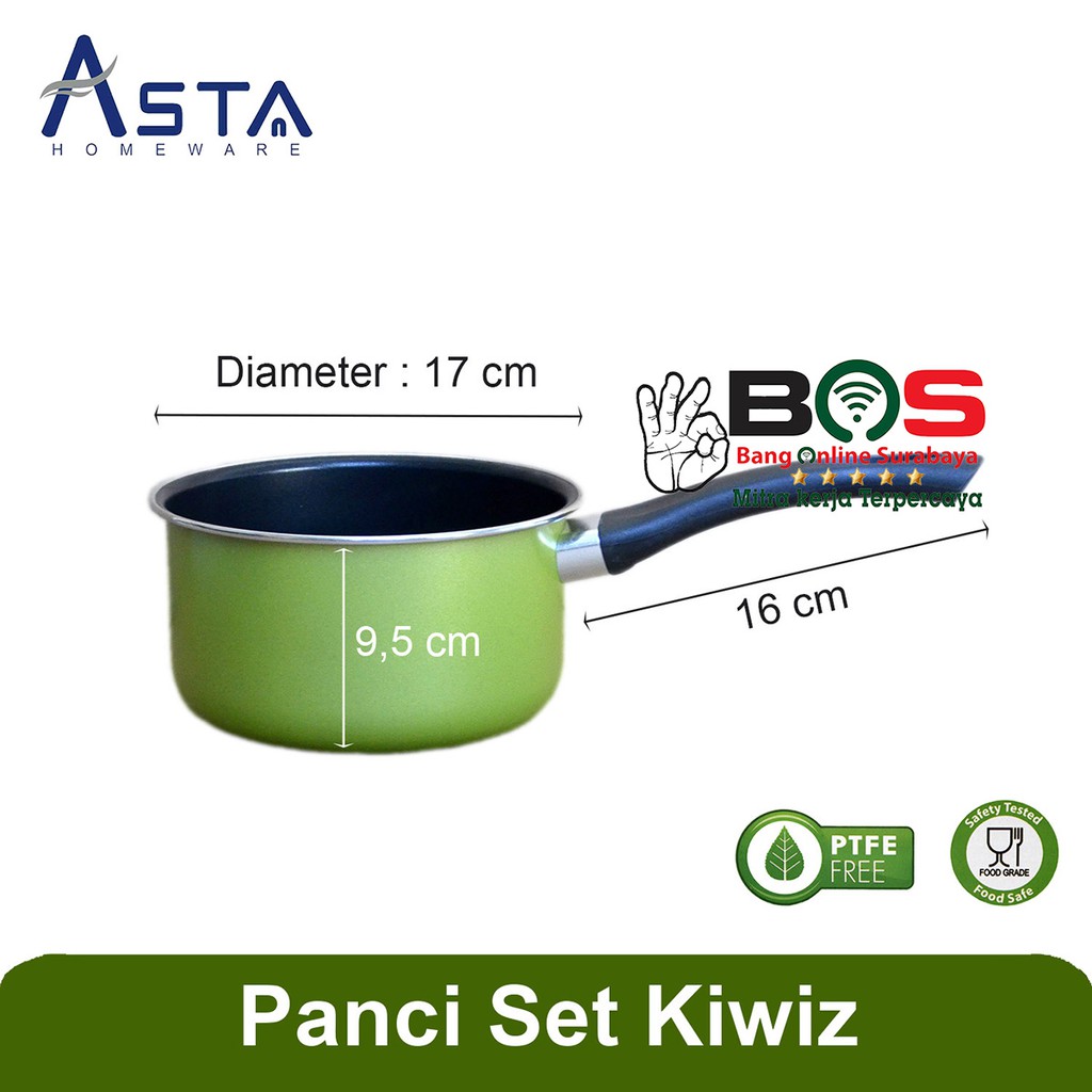 Panci Wajan Teflon Asta Kiwiz Set 7 Pcs Anti Lengket Cookware Panci Wajan Asta