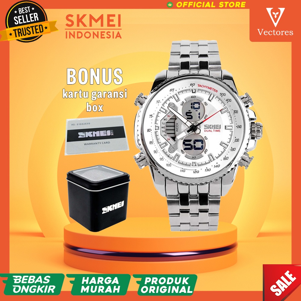 ORIGINAL Jam Tangan Pria Cowok Stainless Steel Analog Rantai