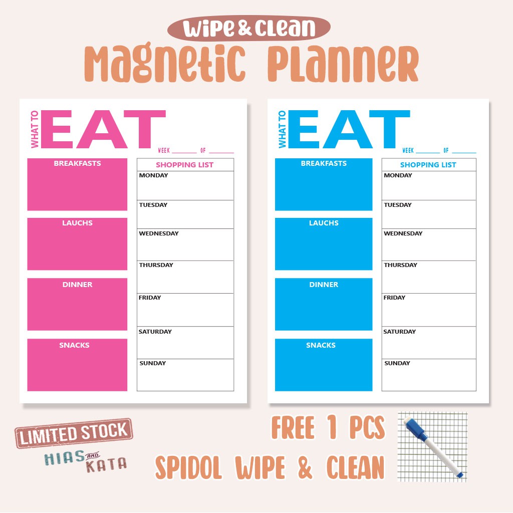 

meal planner magnetic kulkas papan tulis magnet tempelan kulkas what to eat ( free 1 pcs spidol )