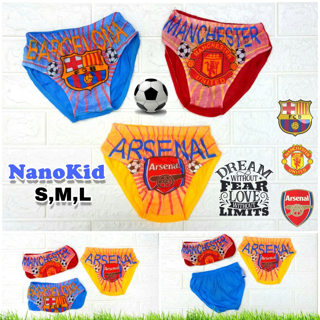 NANOKID | Celana Dalam Anak Cowok Club Bola / Sablon CLUB BOLA / art NKV 01