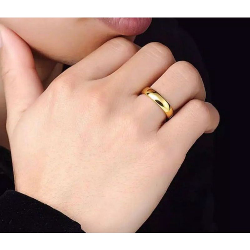 cincin titanium gold polos pria wanita anti karat